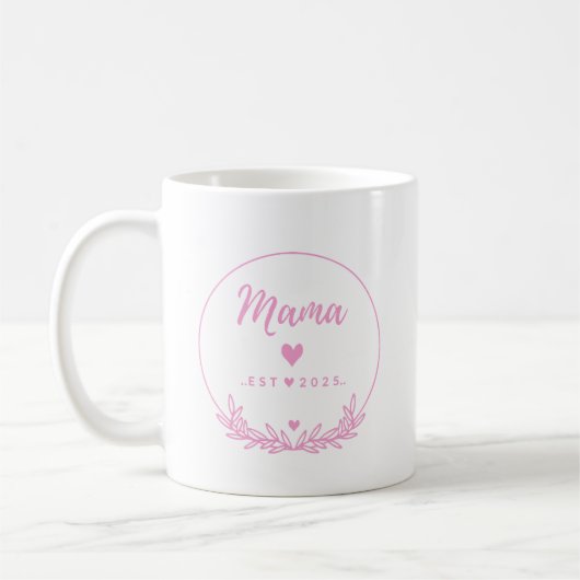Mug Mama Est.2025 shirt -Mother gift Pink Minimal - (Gauche)