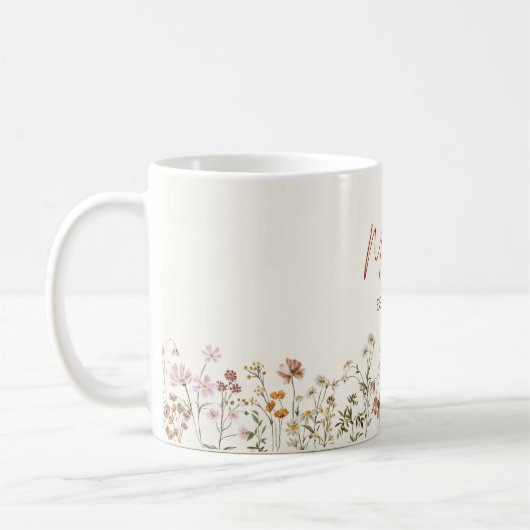 Mug Mama Etabli Fleur sauvage Baby shower en terre cui (Gauche)