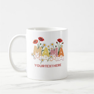 Mug Mama Floral Fête des Mères Nom Personnalisé Poppy