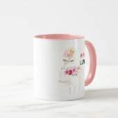 Mug Mama Llama Drôle Jolie Llama Rose Floral (Devant droit)