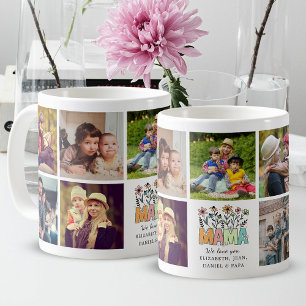 Mug Mama nous t'aimons fleurs mignonnes Mère collage p