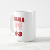 Mug Mama Pink Bow et Red Cherries, style coquette (Devant gauche)