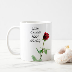 Mug Maman 100e anniversaire Fleur de rose rouge person
