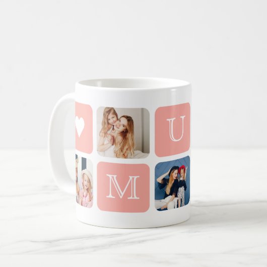 Mug "Maman" 5 Photos Moderne (Devant gauche)