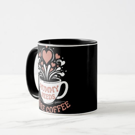 Mug Maman a besoin de plus de café maman puns fatigué (Devant gauche)