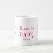 Mug Maman a établi le nom du script rose Tons de café (Centre)
