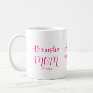 Mug Maman a établi le nom du script rose Tons de café