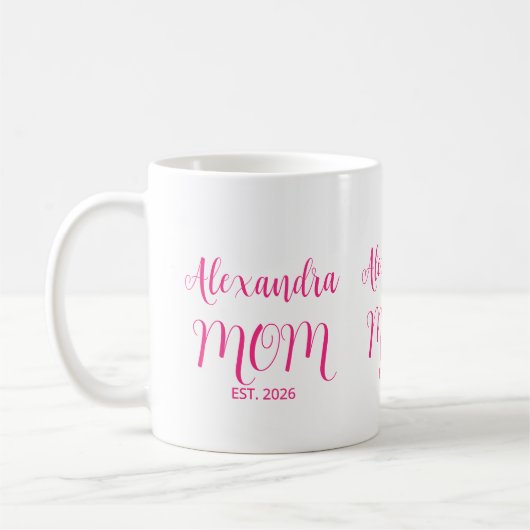 Mug Maman a établi le nom du script rose Tons de café (Gauche)