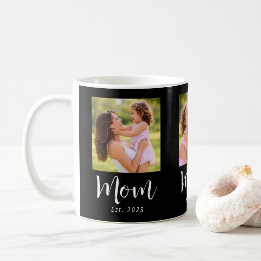 Mug Maman a établi le script noir 3 Photo (Avec donut)