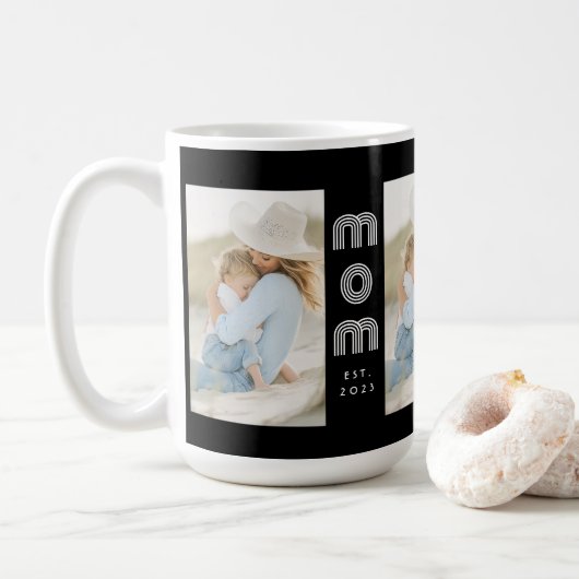 Mug Maman a établi un script noir 3 Photo (Avec donut)