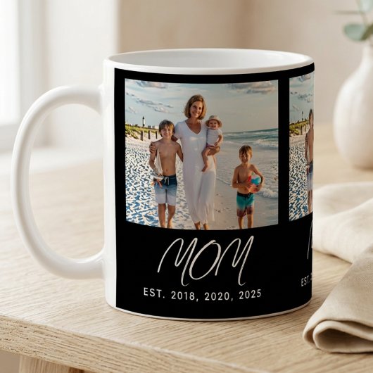 Mug Maman a établi une photo noire avec un script