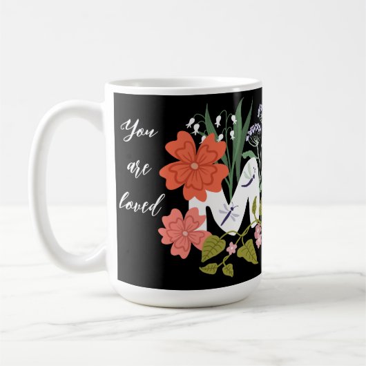 Mug Maman adorait boho bouquet de fleurs mignonette (Gauche)