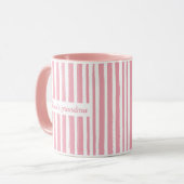 Mug Maman | Annonce de naissance Bébé avec rayures ros (Devant gauche)