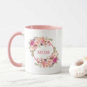Mug Maman Aquarelle Florale rose