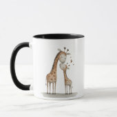 Mug Maman & bébé girafe illustration mignonne (Gauche)