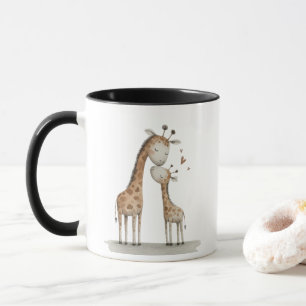 Mug Maman & bébé girafe illustration mignonne