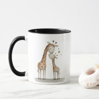 Mug Maman & bébé girafe illustration mignonne