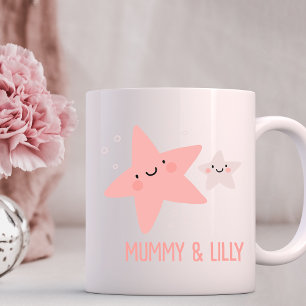 Mug Maman & Bébé Mignonnes Étoiles, Personnalisé Famil