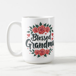 Mug Maman bénie Floral Vintage Roses Typographie