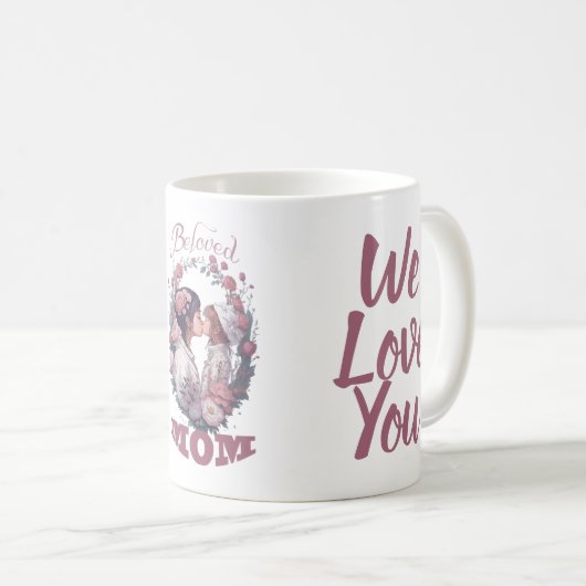 Mug Maman bien-aimée, baiser fille, Meilleur cadeau Ev (Devant droit)