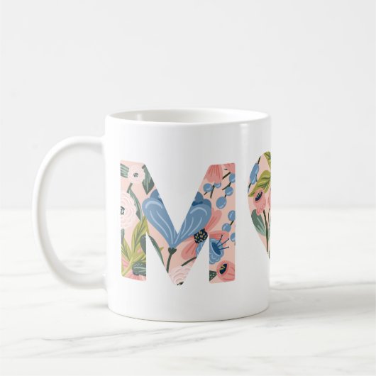 Mug Maman, Bonne fête des mères Typographie florale (Gauche)