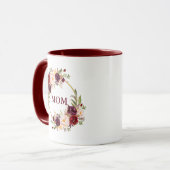Mug Maman Burgundy Aquarelle Or Floral (Devant gauche)