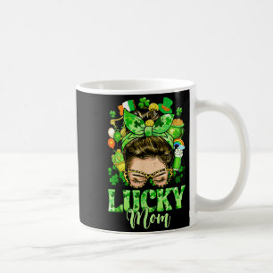 Mug Maman chanceuse cheveux bun désordonnés trèfles sa