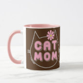 Mug MAMAN CHAT avec Fleur Rose (Gauche)
