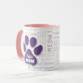 Mug Maman chat Empreinte de patte pourpre avec le nom  (Devant gauche)