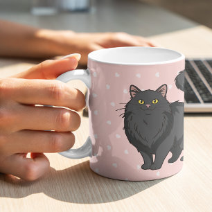 Mug Maman Chat Noir aux Cheveux Longs Mignonne Personn