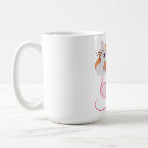 Mug Maman Chatte Fantaisiste Cœurs Roses et Floral de