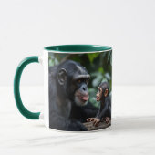 Mug Maman chimpanzé observe tendrement son bébé. (Gauche)