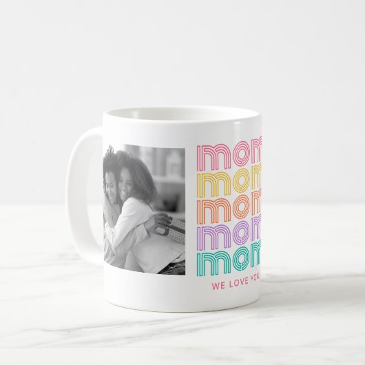 Mug Maman | Colorful Bright Disco Style Texte et photo (Devant gauche)