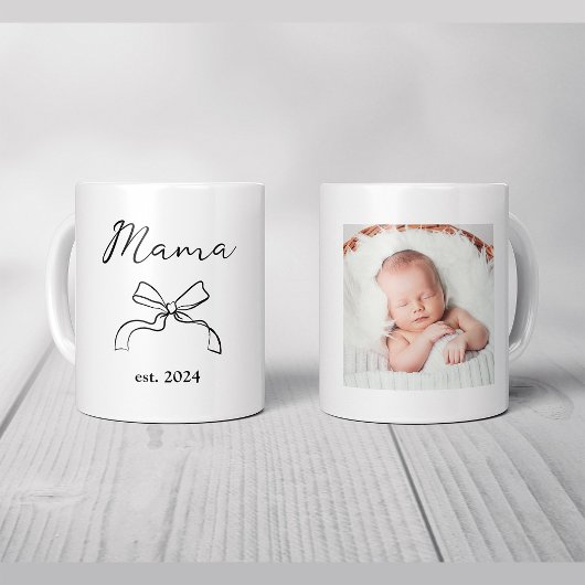 Mug Maman | Coquette Black Bow and Baby's Photo