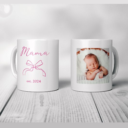 Mug Maman | Coquette Pink Bow and Baby's Photo