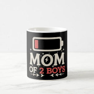 Mug Maman de 2 garçons batterie faible Mère drôle de j