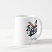 Mug Maman de baseball, Fête des mères Nom personnalisé (Devant droit)