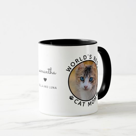 Mug Maman de chat la plus mignonne Typographie moderne (Devant droit)