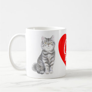 Mug Maman de chat mignon Grise / Tabby argenté Kitty A