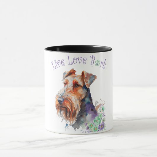 Mug Maman de chien Airedale florale (Centre)