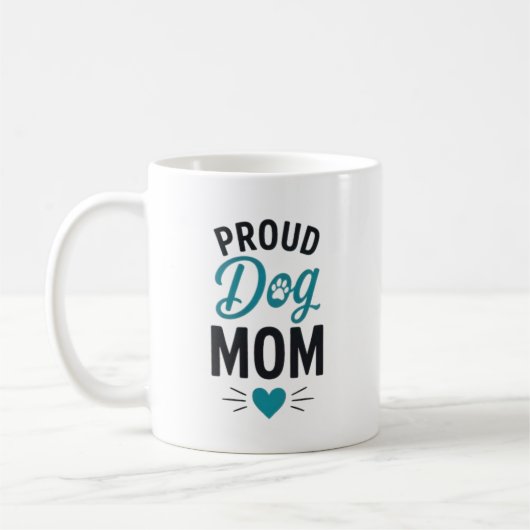 Mug Maman de Chien Fière Amoureuse des Chiens Typograp (Gauche)