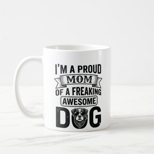 Mug Maman de chien fière dessin vectoriel gravure vint (Gauche)
