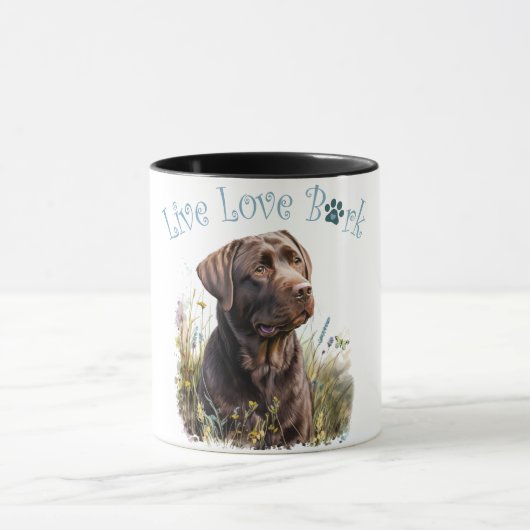 Mug Maman de chien labrador chocolat floral (Centre)