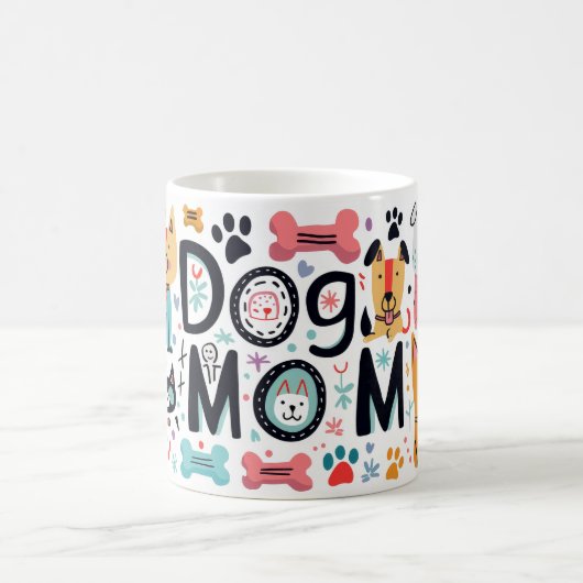 Mug Maman de chien moderne orange et rose (Centre)