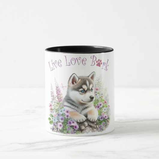 Mug Maman de Husky aux fleurs (Centre)