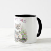 Mug Maman de Husky aux fleurs (Devant droit)