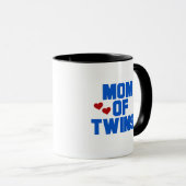 Mug Maman de maillots et cadeaux Twins-Blue Text (Devant droit)