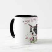 Mug Maman de Terrier de Boston Floral (Devant gauche)