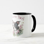 Mug Maman de Terrier de Boston Floral (Devant droit)