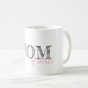 Mug Maman des filles Bébé rose moderne Typographie dou